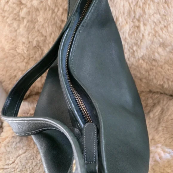 Coach Vintage Duffle Sac 9085 Forest Green Leather XL Feed Shoulder Bag 1994 USA - Picture 10 of 14